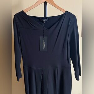 Weekend Max Mara Dress Knit Midi 3/4 Sleeves Black Size L